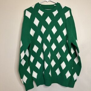 Bogey Boy Golf Sweater Men's L Rhombus Diamond Sweater Green NWT